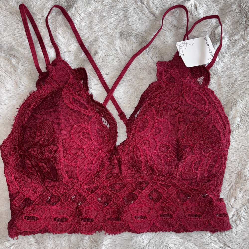 Anemone Burgundy Lace Bralette Small